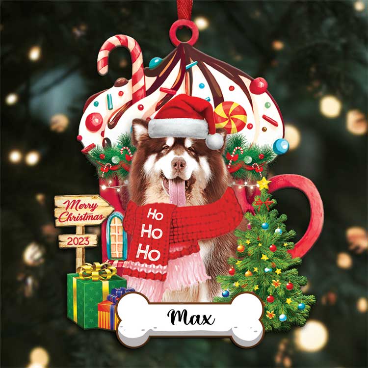 Alaskan Dog Christmas 2023 Ornament Custom Name, Custom Shape Ornament for Christmas, Ornament for Dog Lovers