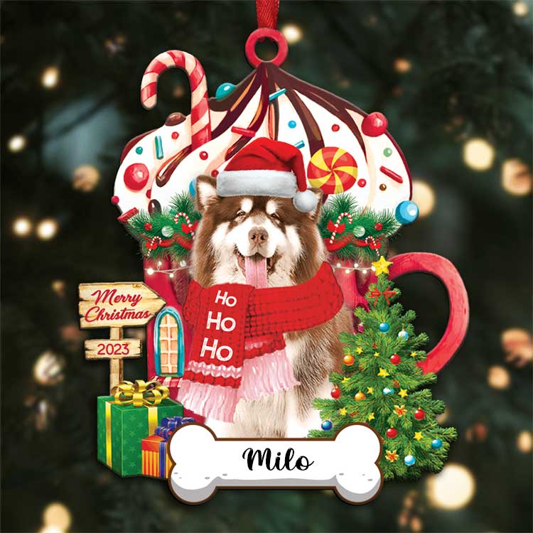 Alaskan Dog Merry Christmas 2023 Ornament Custom Name, Custom Shape Ornament for Christmas, Ornament for Dog Lovers