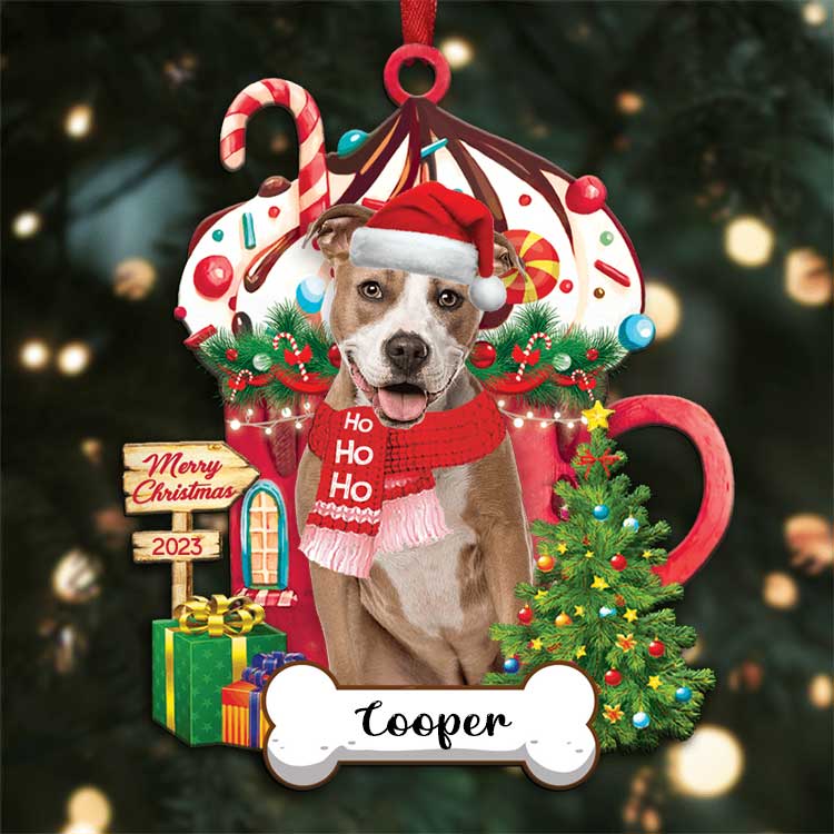 American-Staffordshire-Terrier-1 Dog Christmas 2023 Ornament Custom Name, Custom Shape Ornament for Christmas Dog Lovers