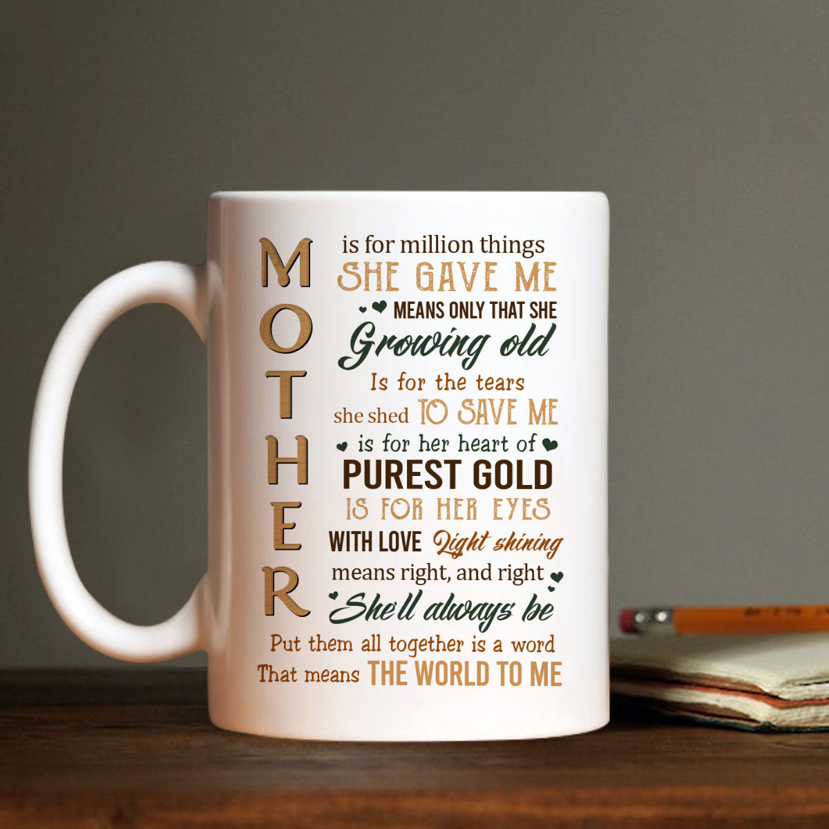 Gift For Mom Mug - Daughter to mom Mug - Gift For Mother's Day, Anniversary, Birthday, Presents for Mom - That means the world to me Mug
