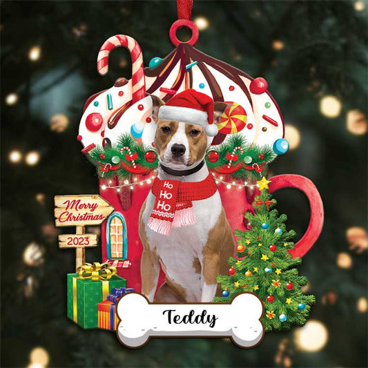 American Staffordshire Terrier Dog Merry Christmas 2023 Ornaments Custom Name, Custom Shape Ornament for Christmas, Dog Lovers