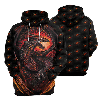 Dragon Fire Pullover Premium Hoodie Dragon Eye, Perfect Outfit For Men And Women On Christmas New Year Autumn Winter
