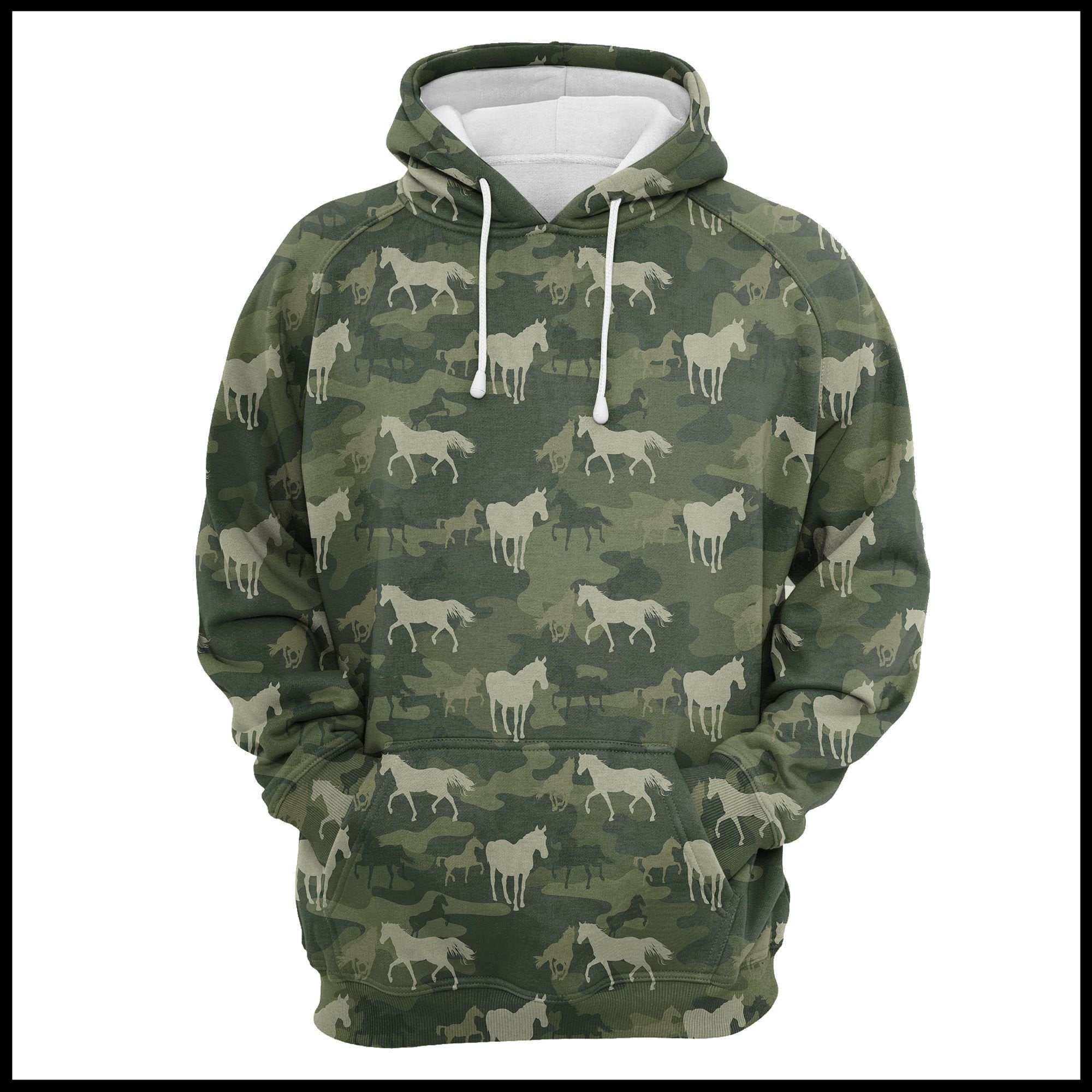 Horse Camo Pattern Pullover Premium Hoodie, Perfect Outfit For Men And Women On Christmas New Year Autumn Winter