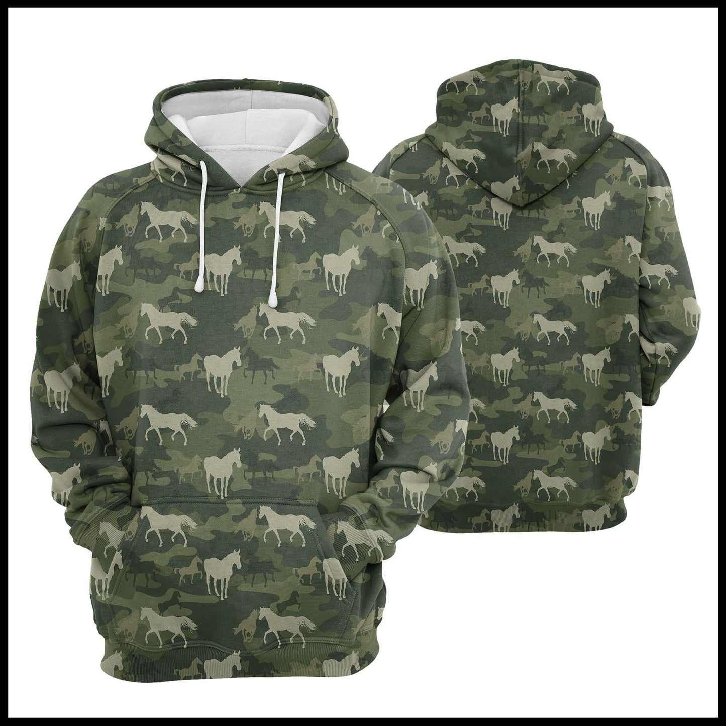 Horse Camo Pattern Pullover Premium Hoodie, Perfect Outfit For Men And Women On Christmas New Year Autumn Winter