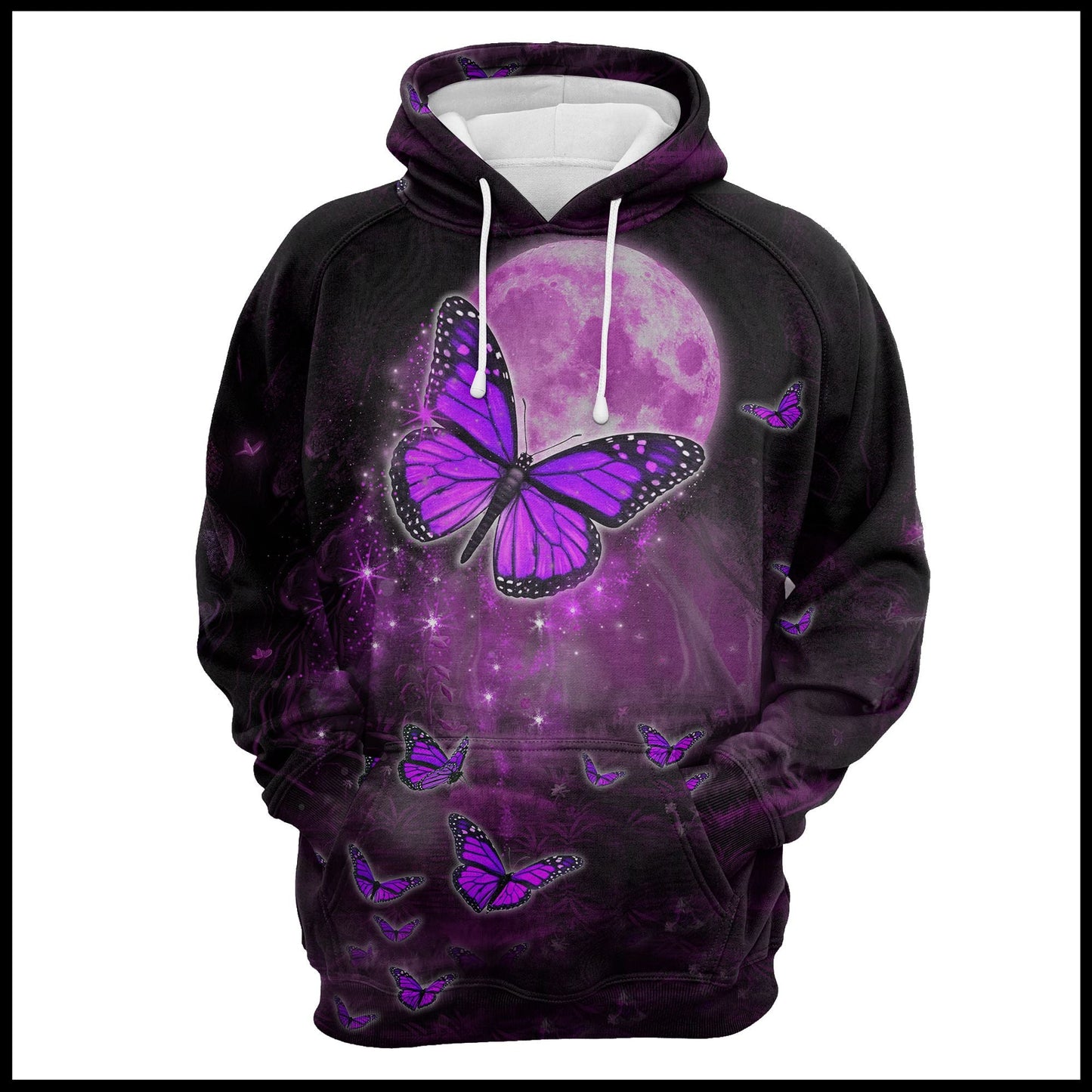 Butterfly Purple Moon Pullover Premium Hoodie, Perfect Outfit For Men And Women On Christmas New Year Autumn Winter
