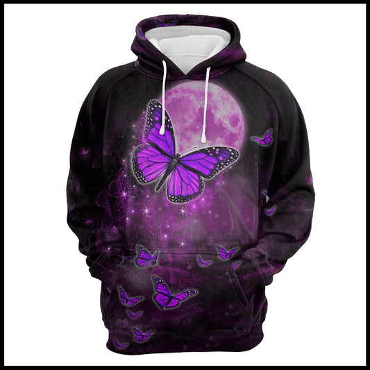 Butterfly Purple Moon Pullover Premium Hoodie, Perfect Outfit For Men And Women On Christmas New Year Autumn Winter