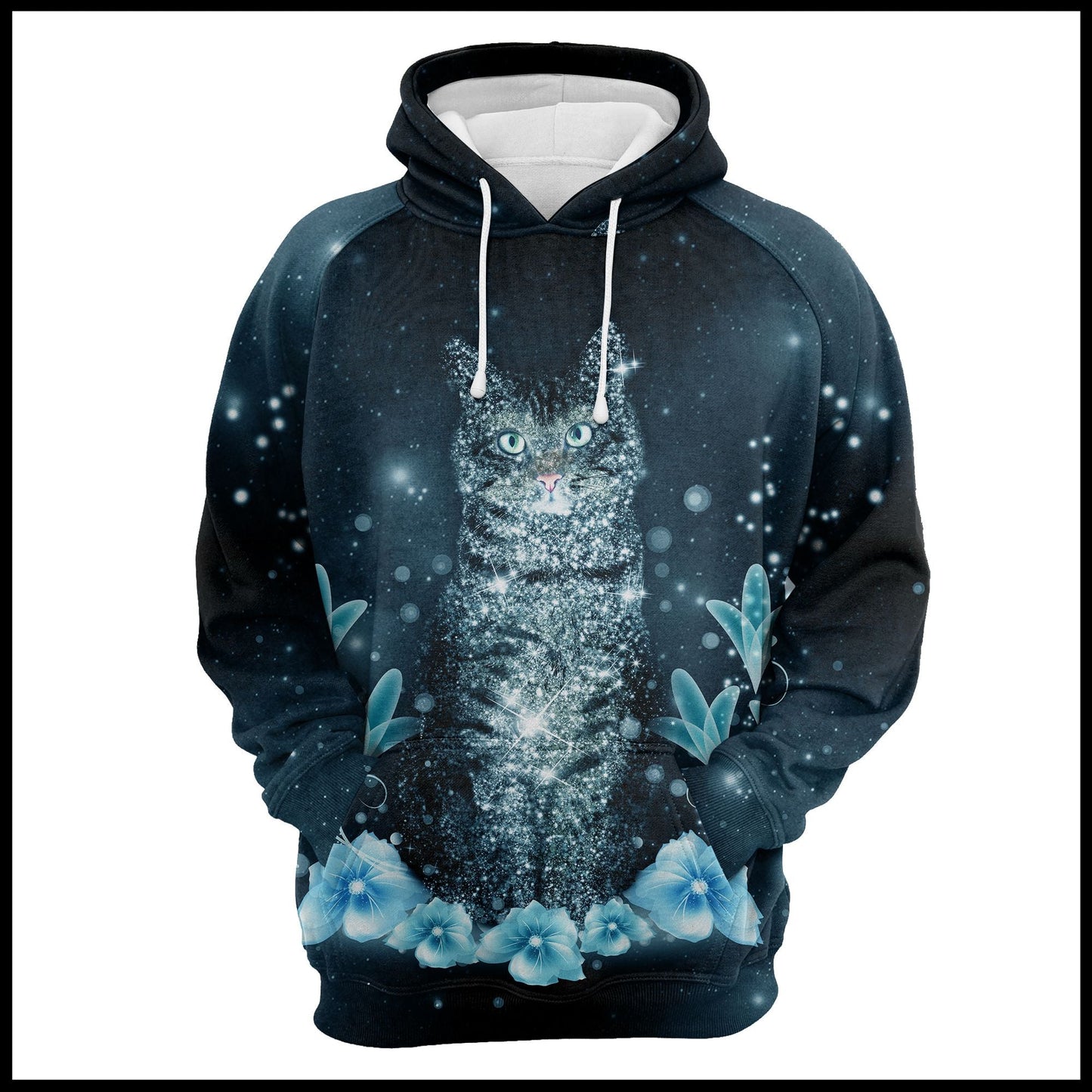 Awesome Cat Flower Bling Pullover Premium Hoodie, Perfect Outfit For Men And Women On Christmas New Year Autumn Winter