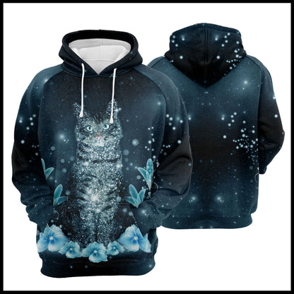 Awesome Cat Flower Bling Pullover Premium Hoodie, Perfect Outfit For Men And Women On Christmas New Year Autumn Winter