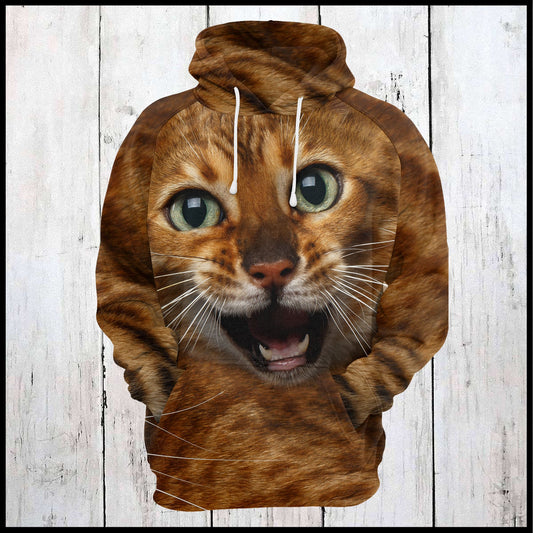 Funny Bengal Cat Meme Face Pullover Premium Hoodie, Perfect Outfit For Men And Women On Christmas New Year Autumn Winter