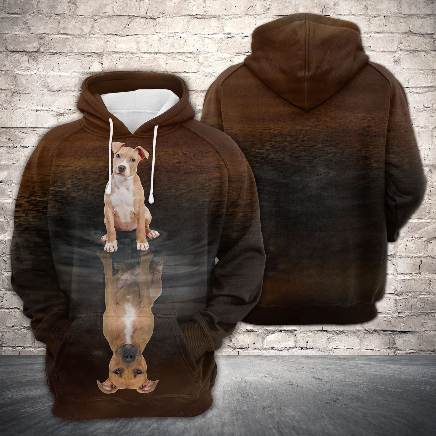 Cute American Pit Bull Terrier Reflection Pullover Premium Hoodie, Perfect Outfit For Men And Women On Christmas New Year Autumn Winter