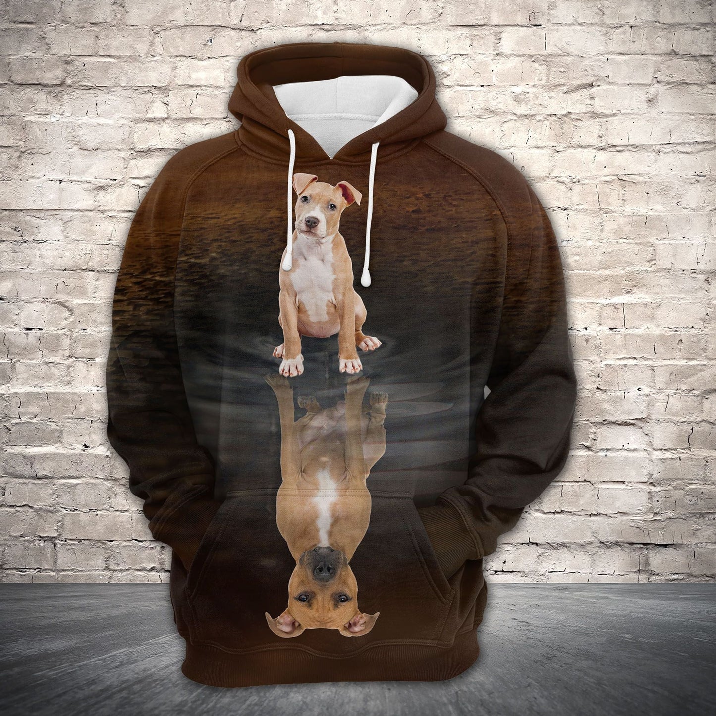 Cute American Pit Bull Terrier Reflection Pullover Premium Hoodie, Perfect Outfit For Men And Women On Christmas New Year Autumn Winter