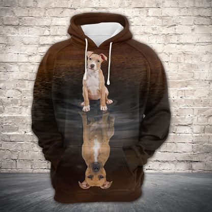Cute American Pit Bull Terrier Reflection Pullover Premium Hoodie, Perfect Outfit For Men And Women On Christmas New Year Autumn Winter