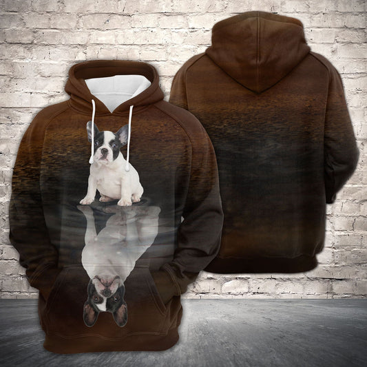 Awesome French Bulldog Reflection Premium Brown Hoodie, Perfect Outfit For Men And Women On Christmas New Year Autumn Winter