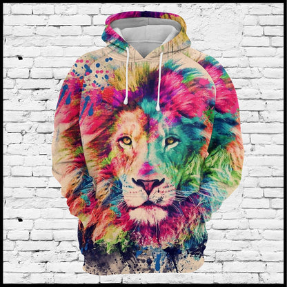 Watercolor Lion Pullover Premium Hoodie, Perfect Outfit For Men And Women On Christmas New Year Autumn Winter