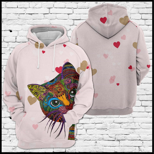 Lovely Cat Face Heart Pullover Premium Hoodie, Perfect Outfit For Men And Women On Christmas New Year Autumn Winter