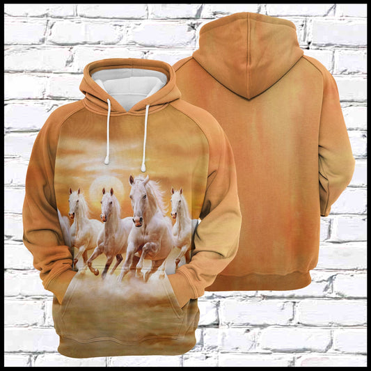 Awesome White Horses Pullover Premium Hoodie, Perfect Outfit For Men And Women On Christmas New Year Autumn Winter