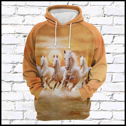 Awesome White Horses Pullover Premium Hoodie, Perfect Outfit For Men And Women On Christmas New Year Autumn Winter
