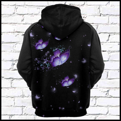 Cat & Purple Butterfly Pullover Premium Hoodie, Perfect Outfit For Men And Women On Christmas New Year Autumn Winter
