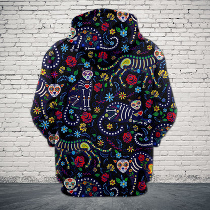Cat Bone Colorful Flower Pullover Premium Hoodie, Perfect Outfit For Men And Women On Christmas New Year Autumn Winter