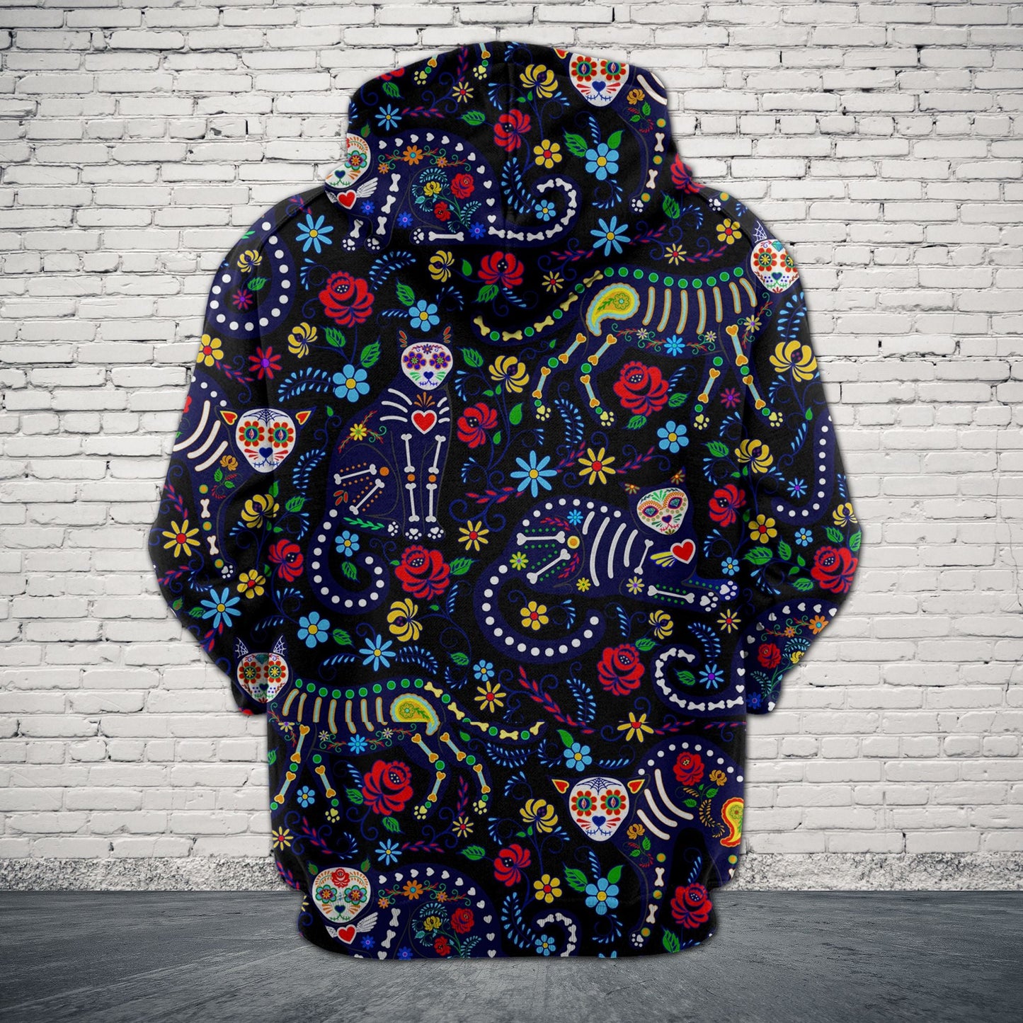 Cat Bone Colorful Flower Pullover Premium Hoodie, Perfect Outfit For Men And Women On Christmas New Year Autumn Winter
