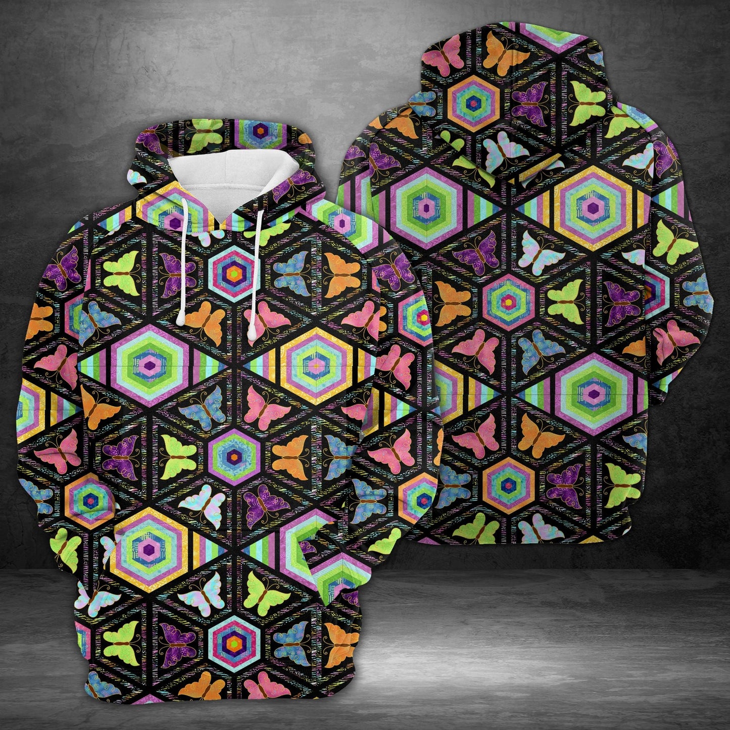 Colorful Butterfly Pullover Premium Hoodie, Perfect Outfit For Men And Women On Christmas New Year Autumn Winter