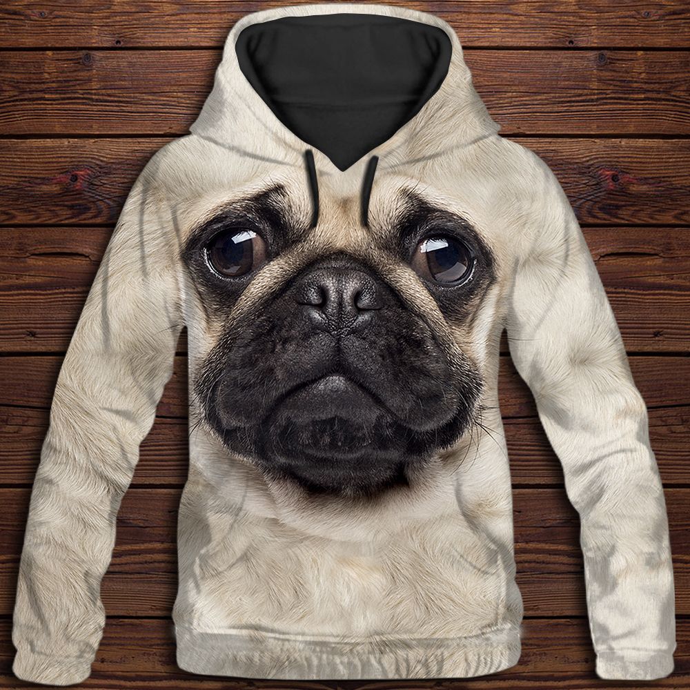 Cute Pug Face Pullover Premium Hoodie, Perfect Outfit For Men And Women On Christmas New Year Autumn Winter