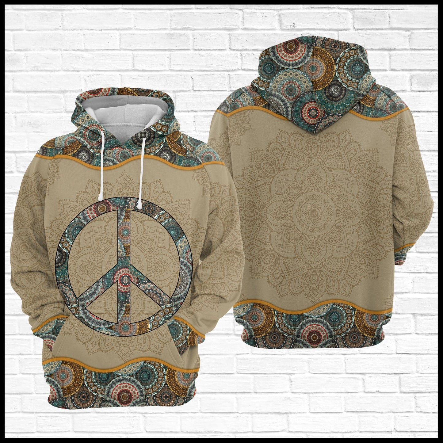 Peace Hippie Mandala Pullover Premium Hoodie, Perfect Outfit For Men And Women On Christmas New Year Autumn Winter