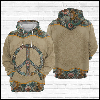 Peace Hippie Mandala Pullover Premium Hoodie, Perfect Outfit For Men And Women On Christmas New Year Autumn Winter