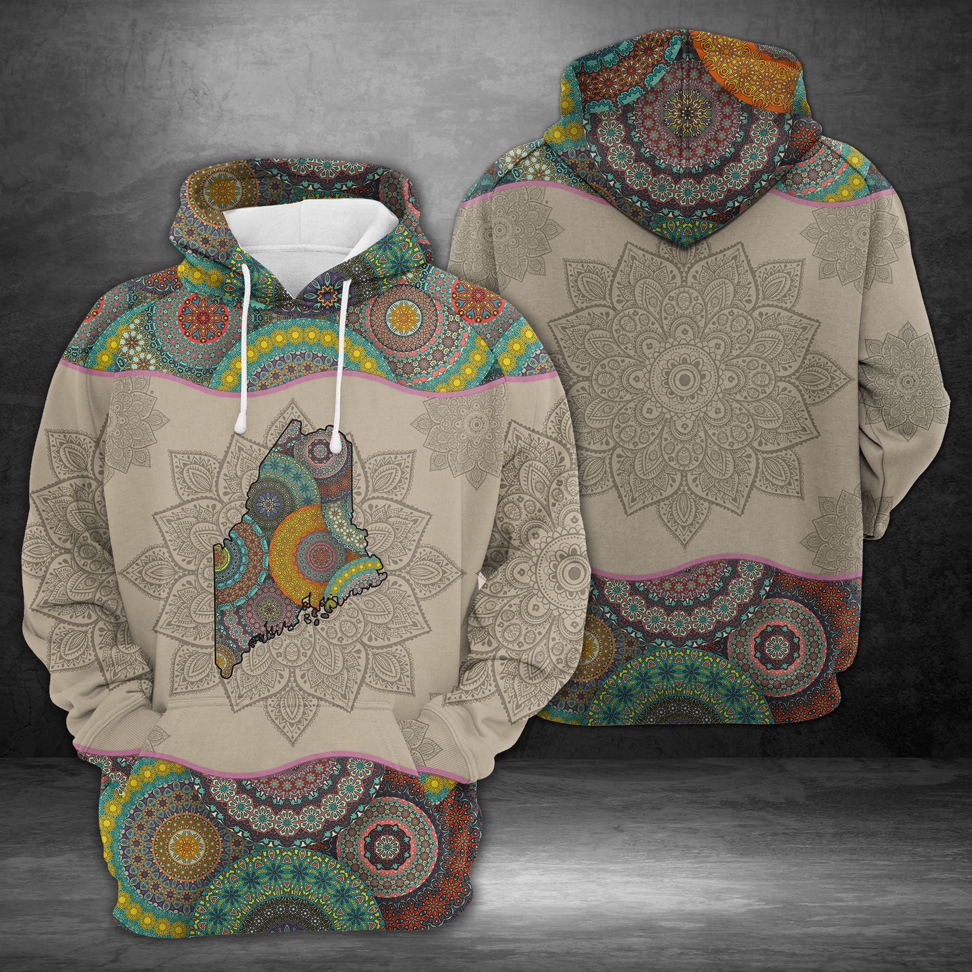 Awesome Maine Mandala Pullover Premium Hoodie, Perfect Outfit For Men And Women On Christmas New Year Autumn Winter