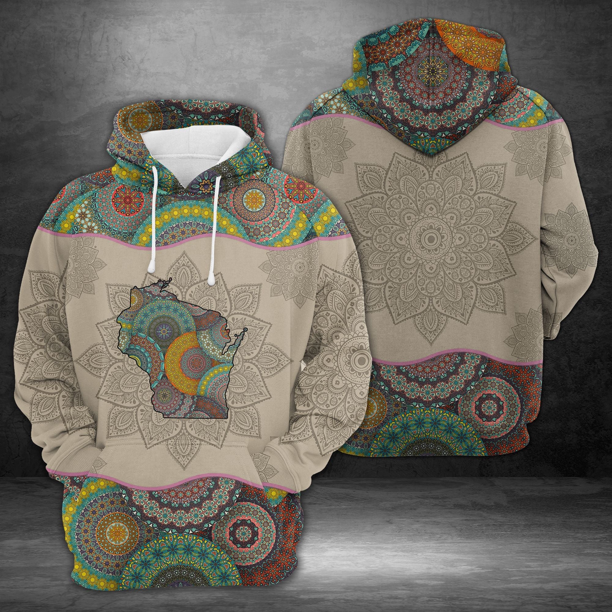 Amazing Wisconsin Mandala Pullover Premium Hoodie, Perfect Outfit For Men And Women On Christmas New Year Autumn Winter