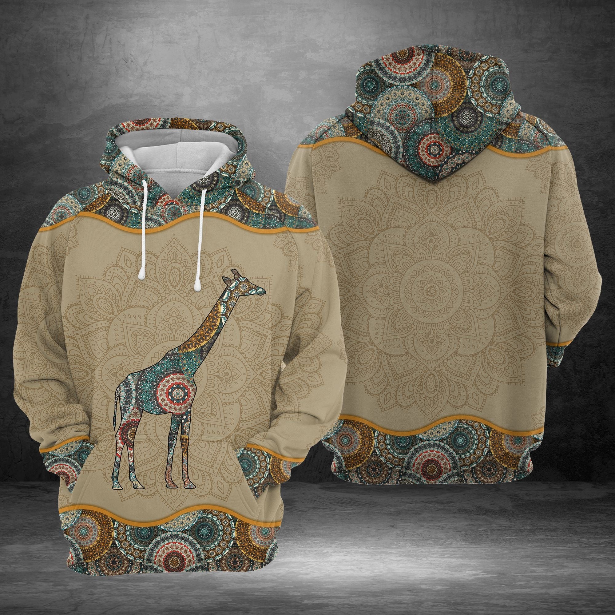 Awesome Giraffe Mandala Pullover Premium Hoodie, Perfect Outfit For Men And Women On Christmas New Year Autumn Winter