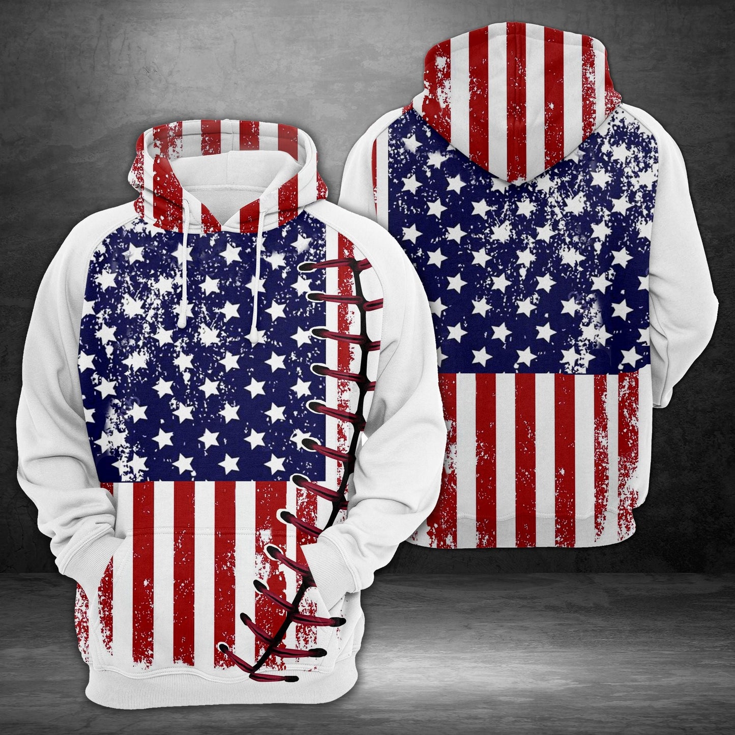 Baseball American Flag Pullover Premium Hoodie, Perfect Outfit For Men And Women On Christmas New Year Autumn Winter