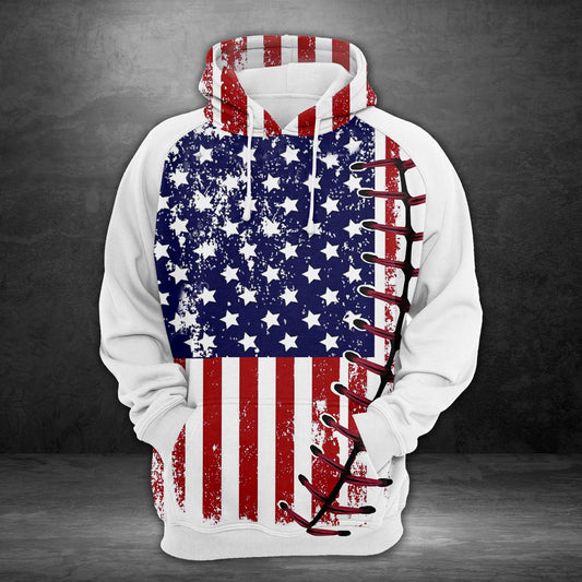 Baseball American Flag Pullover Premium Hoodie, Perfect Outfit For Men And Women On Christmas New Year Autumn Winter