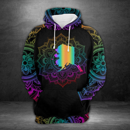 Awesome Alaska Neon Mandala Pullover Halloween Premium Hoodie, Perfect Outfit For Men And Women On Christmas New Year Autumn Winter