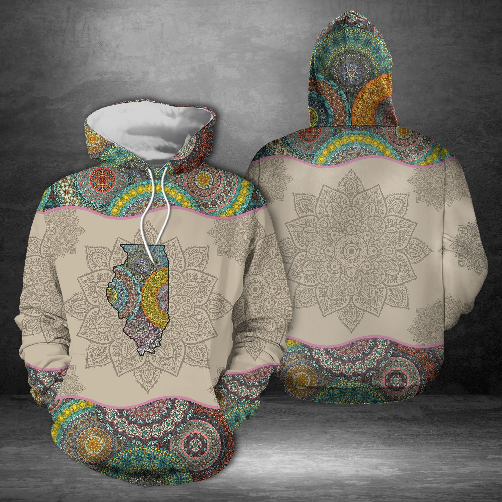 Awesome Illinois Mandala Pullover Premium Hoodie, Perfect Outfit For Men And Women On Christmas New Year Autumn Winter