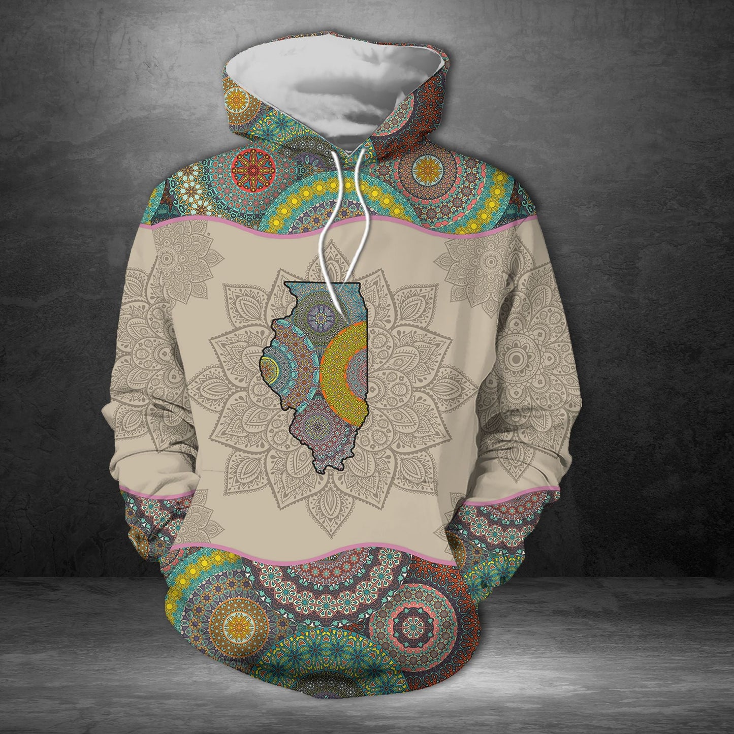 Awesome Illinois Mandala Pullover Premium Hoodie, Perfect Outfit For Men And Women On Christmas New Year Autumn Winter