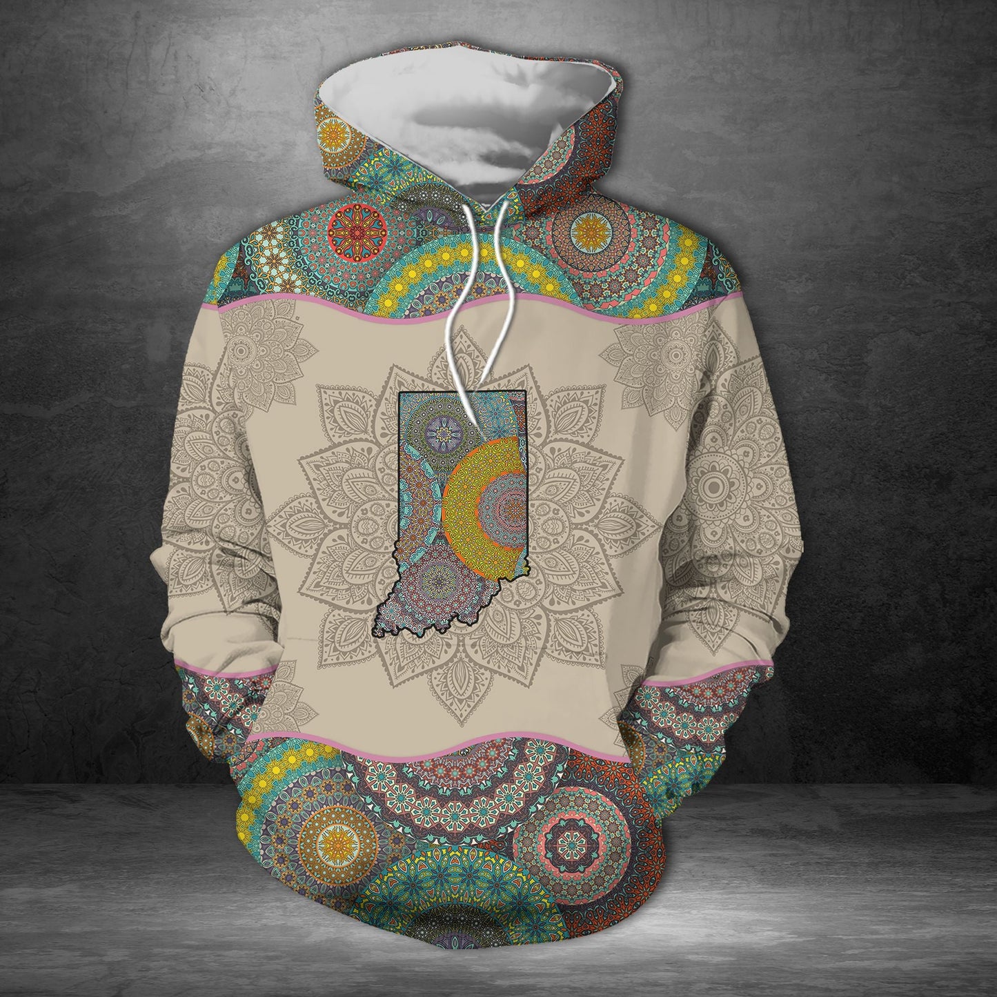 Awesome Indiana Mandala Pullover Premium Hoodie, Perfect Outfit For Men And Women On Christmas New Year Autumn Winter