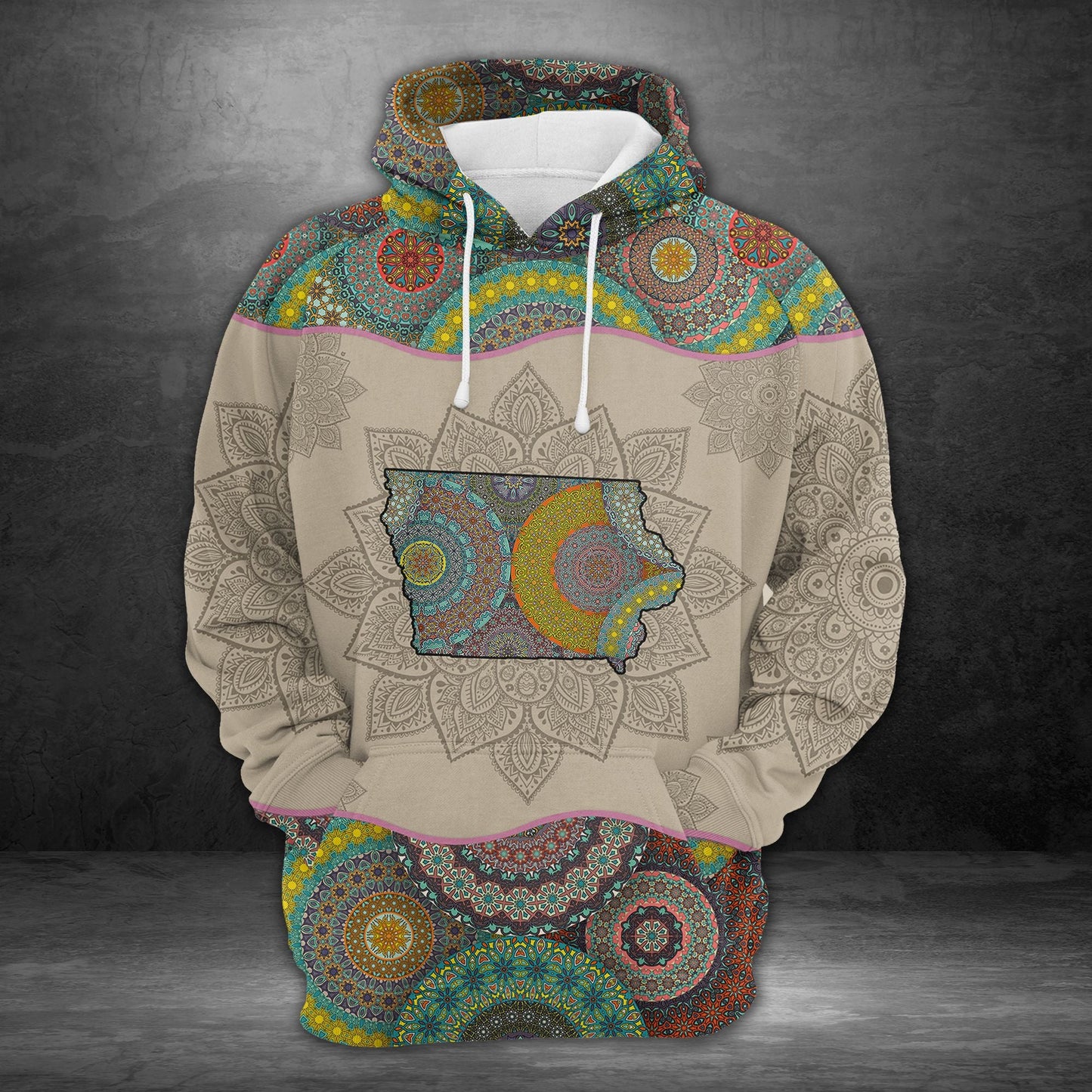 Awesome Iowa Mandala Pullover Premium Hoodie, Perfect Outfit For Men And Women On Christmas New Year Autumn Winter