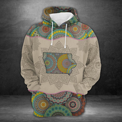 Awesome Iowa Mandala Pullover Premium Hoodie, Perfect Outfit For Men And Women On Christmas New Year Autumn Winter