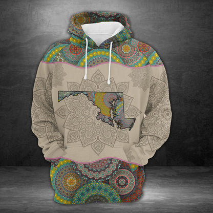 Awesome Maryland Mandala Pullover Premium Hoodie, Perfect Outfit For Men And Women On Christmas New Year Autumn Winter