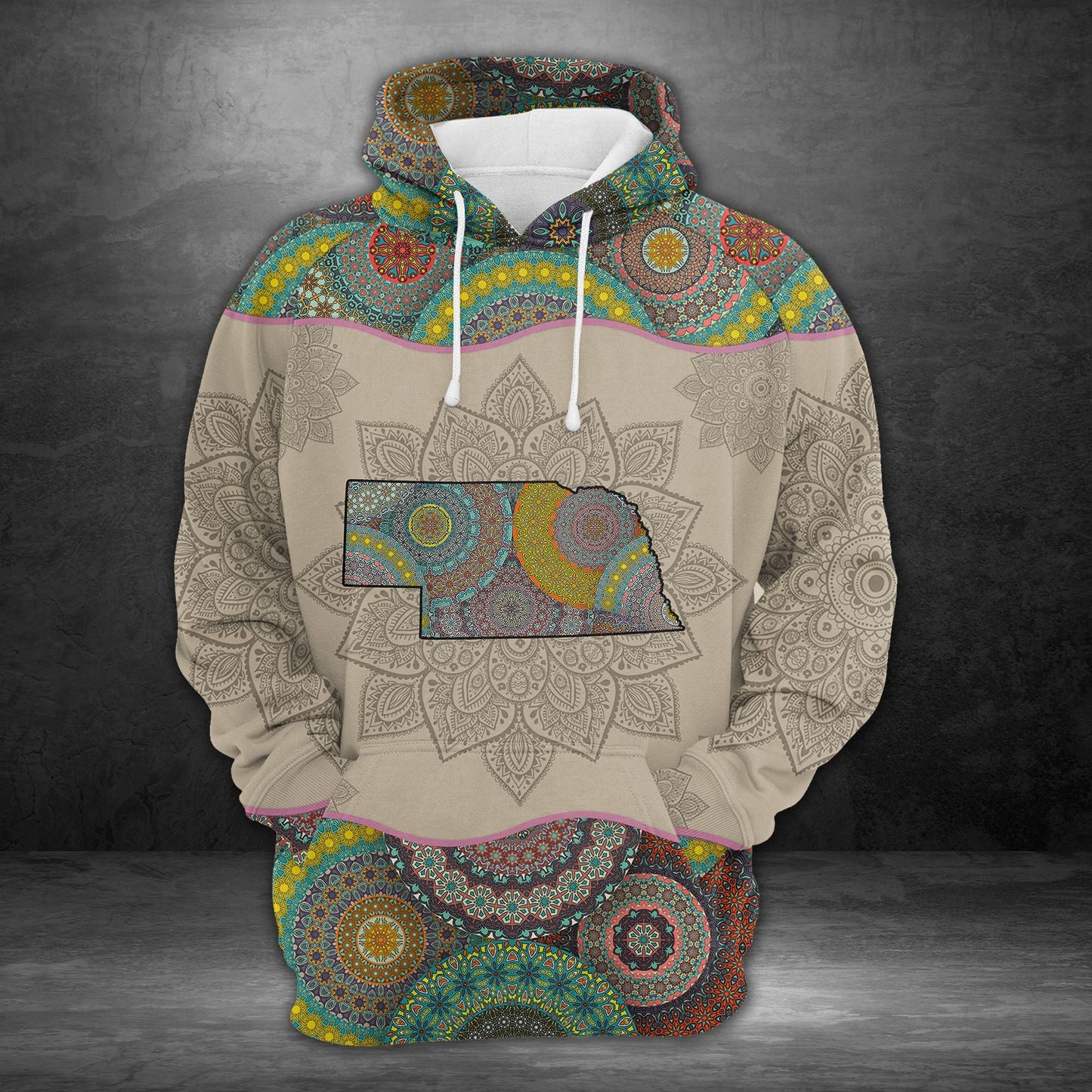 Nebraska Map Mandala Pullover Premium Hoodie, Perfect Outfit For Men And Women On Christmas New Year Autumn Winter