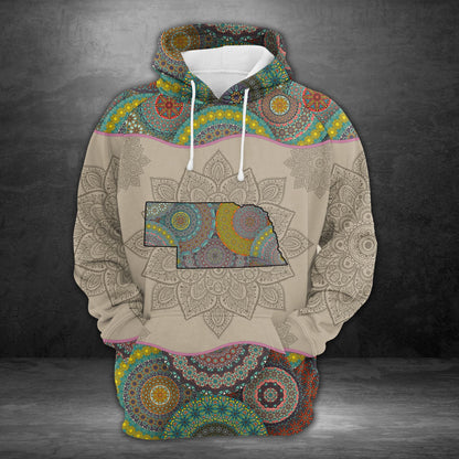 Nebraska Map Mandala Pullover Premium Hoodie, Perfect Outfit For Men And Women On Christmas New Year Autumn Winter