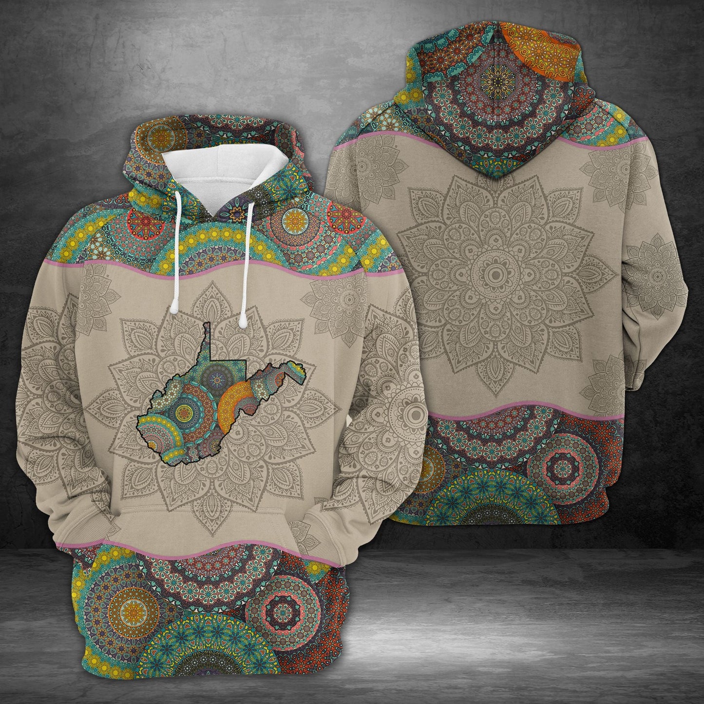 Awesome West Virginia Mandala Pullover Premium Hoodie, Perfect Outfit For Men And Women On Christmas New Year Autumn Winter