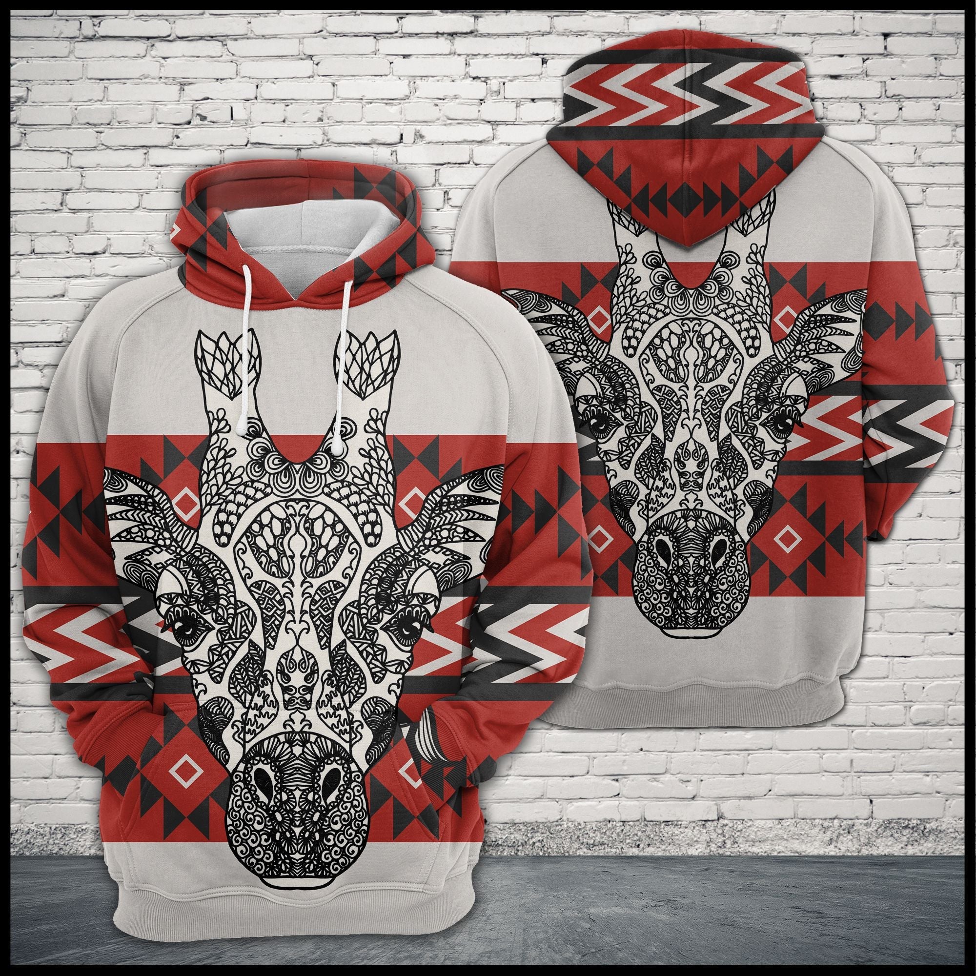 Giraffe Zentangle Native Pattern Pullover Premium Hoodie, Perfect Outfit For Men And Women On Christmas New Year Autumn Winter