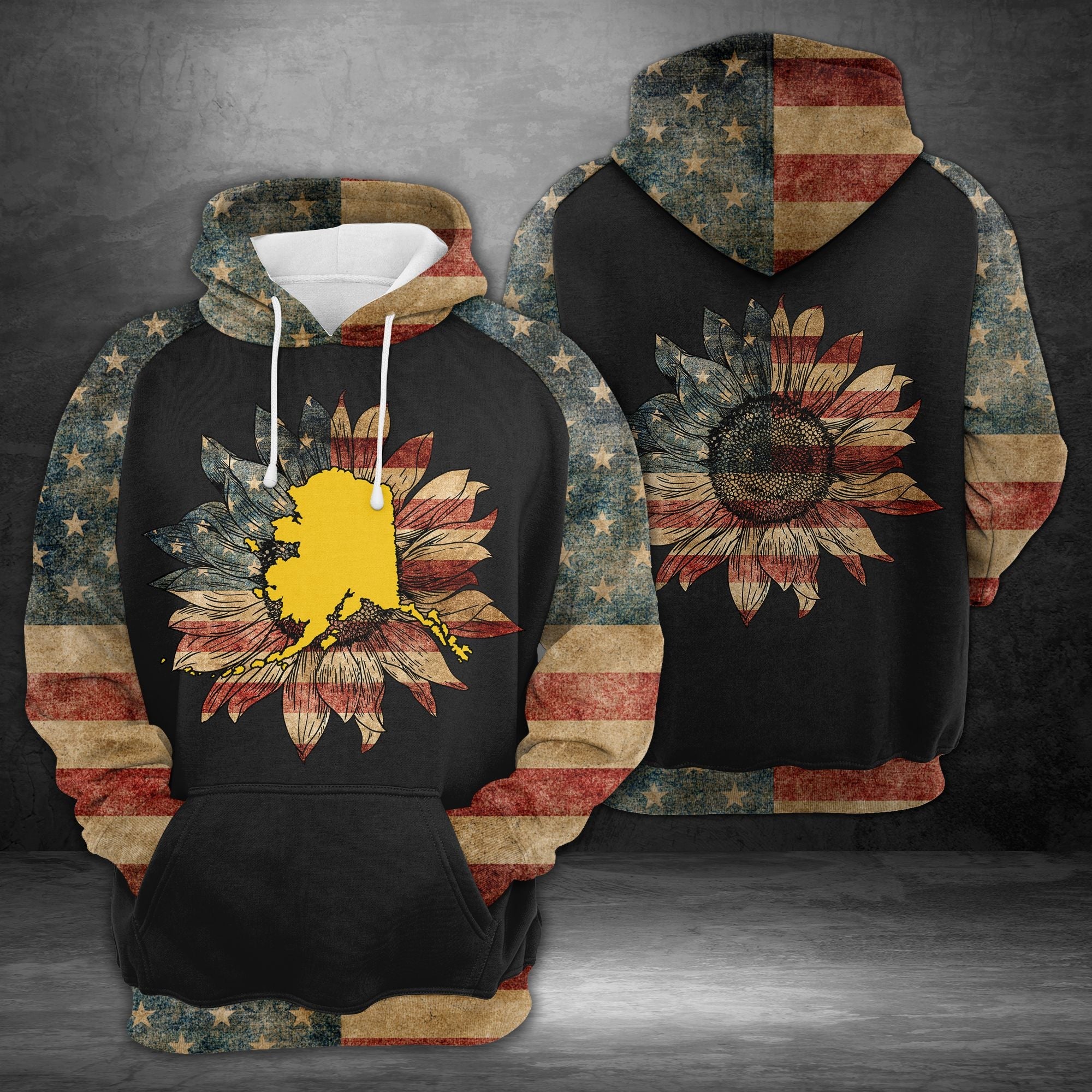 Awesome Alaska American Flag Pullover Halloween Premium Hoodie, Perfect Outfit For Men And Women On Christmas New Year Autumn Winter