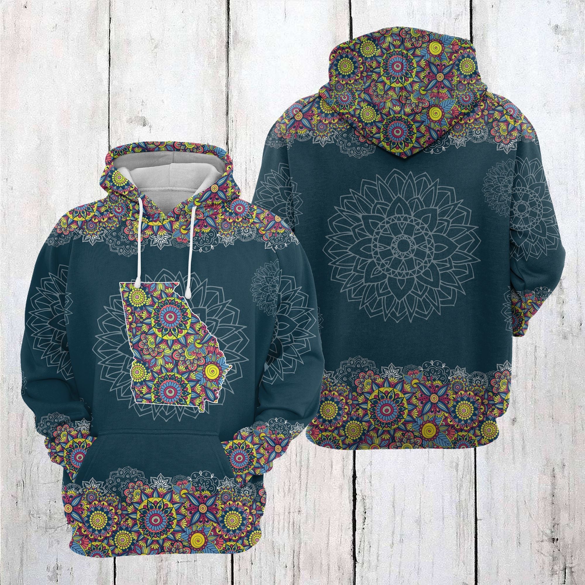 Georgia Mandala Pattern Pullover Premium Hoodie, Perfect Outfit For Men And Women On Christmas New Year Autumn Winter