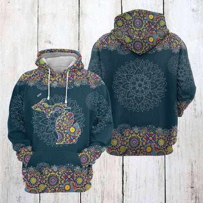 Michigan Mandala Pattern Pullover Premium Hoodie, Perfect Outfit For Men And Women On Christmas New Year Autumn Winter