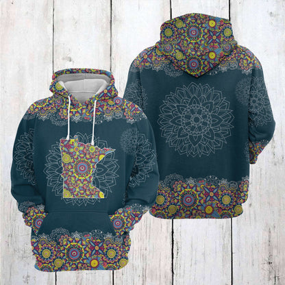 Minnesota Mandala Pattern Pullover Premium Hoodie, Perfect Outfit For Men And Women On Christmas New Year Autumn Winter