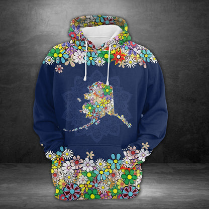 Awesome Alaska Colorful Flower Pullover Halloween Premium Hoodie, Perfect Outfit For Men And Women On Christmas New Year Autumn Winter
