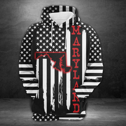 Awesome Maryland Black And White Flag Pullover Premium Hoodie, Perfect Outfit For Men And Women On Christmas New Year Autumn Winter